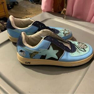 Blue Bathing Ape BAPE Blue Star Skate-Style Sneakers Men’s size 9.5